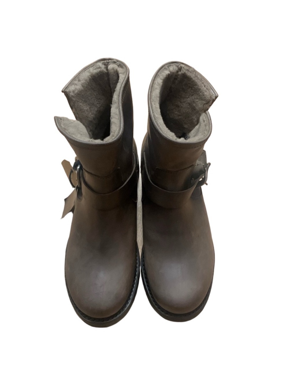 Frye Veronica 9.5 Gray Shearling Lined Waterproof Leather Moto Ankle Boots